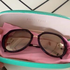 Emilio Pucci Purple Frame Sunglasses with Gold Bridge